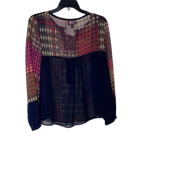 GREYLIN sheer blouse with long sleeves. Front tie. Size M - Picture 5 of 9